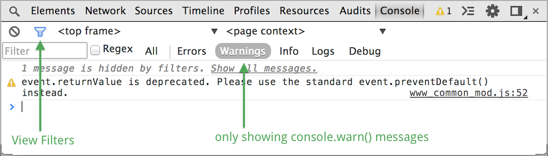 Only show console.error() output