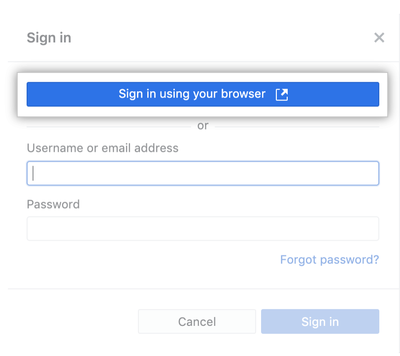 The Sign in using your browser link