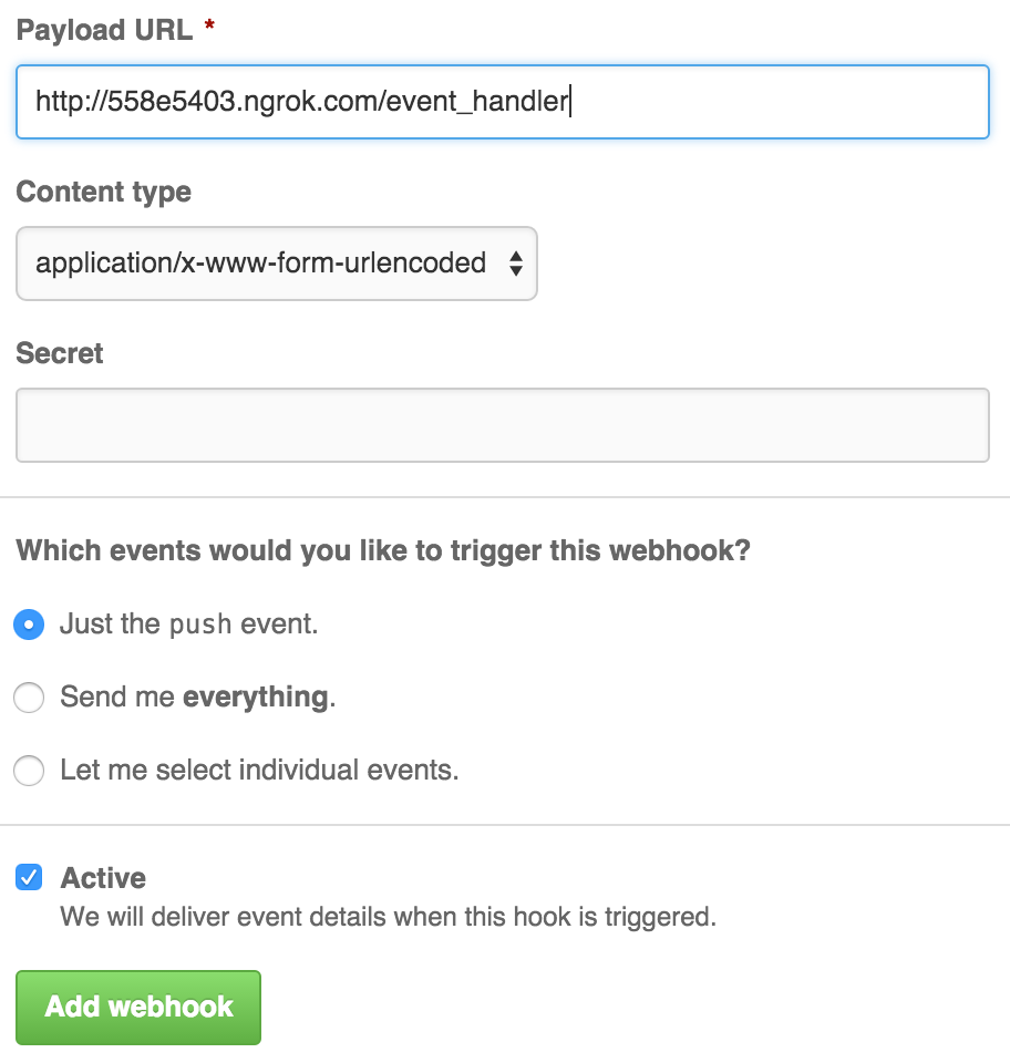 Una URL de ngrok nueva