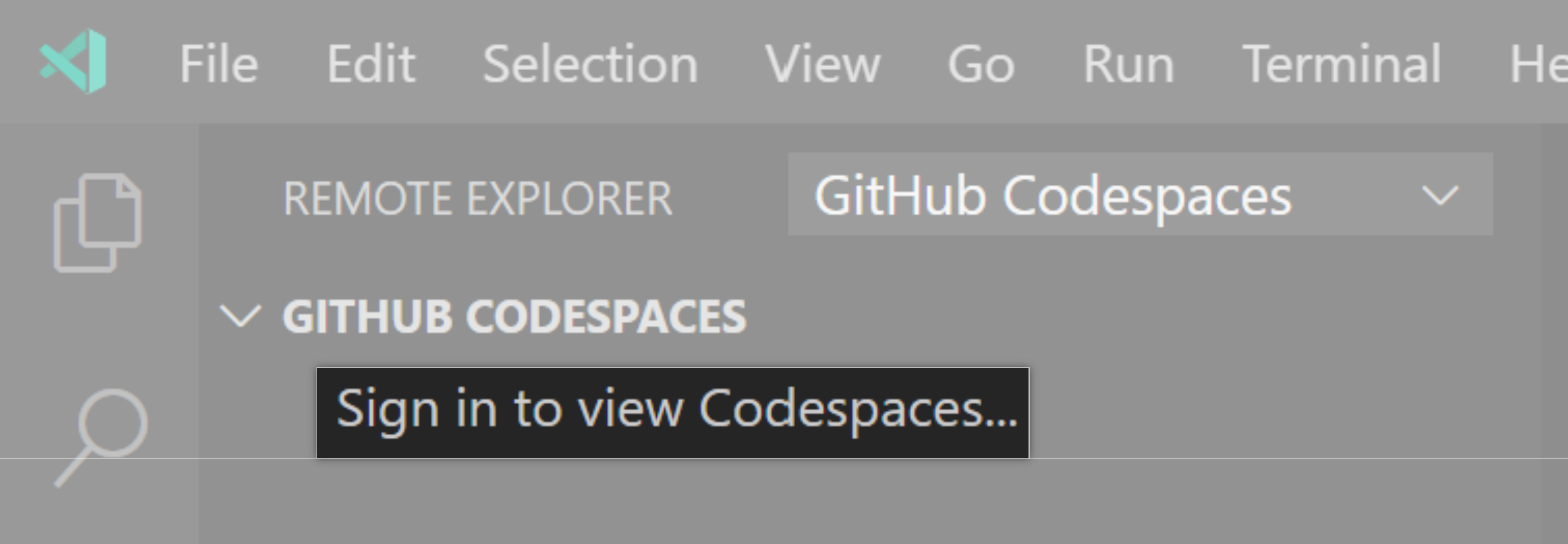 Signing in to view Codespaces